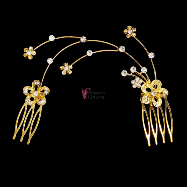 Accesoriu modern pentru decor par CA040EE Auriu cu cristale Argintii